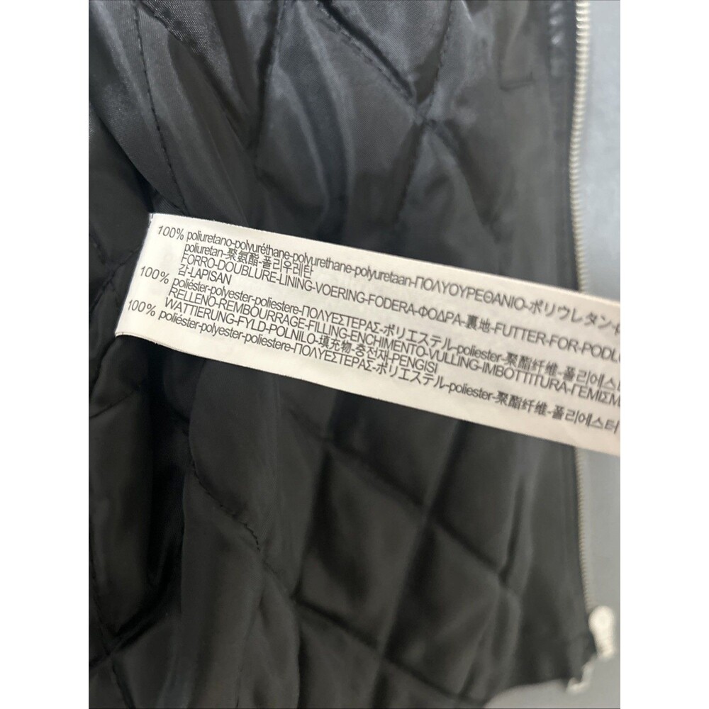 Zara Man Black Faux Leather Moto Biker Jacket Red Stripes Men's Size L Large - Picture 9 of 10